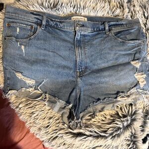 Abercrombie & Fitch Light Blue Distressed Denim Shorts